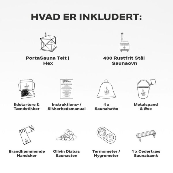 PortaSauna Hex 1,8x1,8x2,1m komplett paket