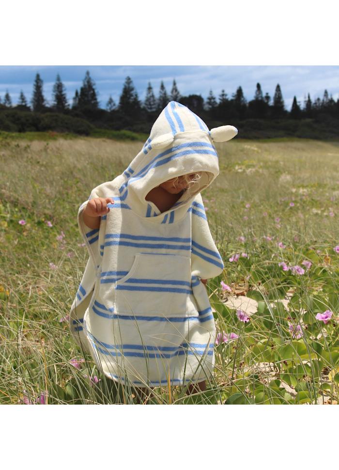 Badponcho för barn Sid the Seagull Blue Stripe