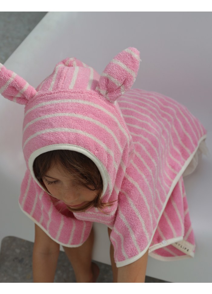 Badponcho för barn Cotton Candy Pink Stripe