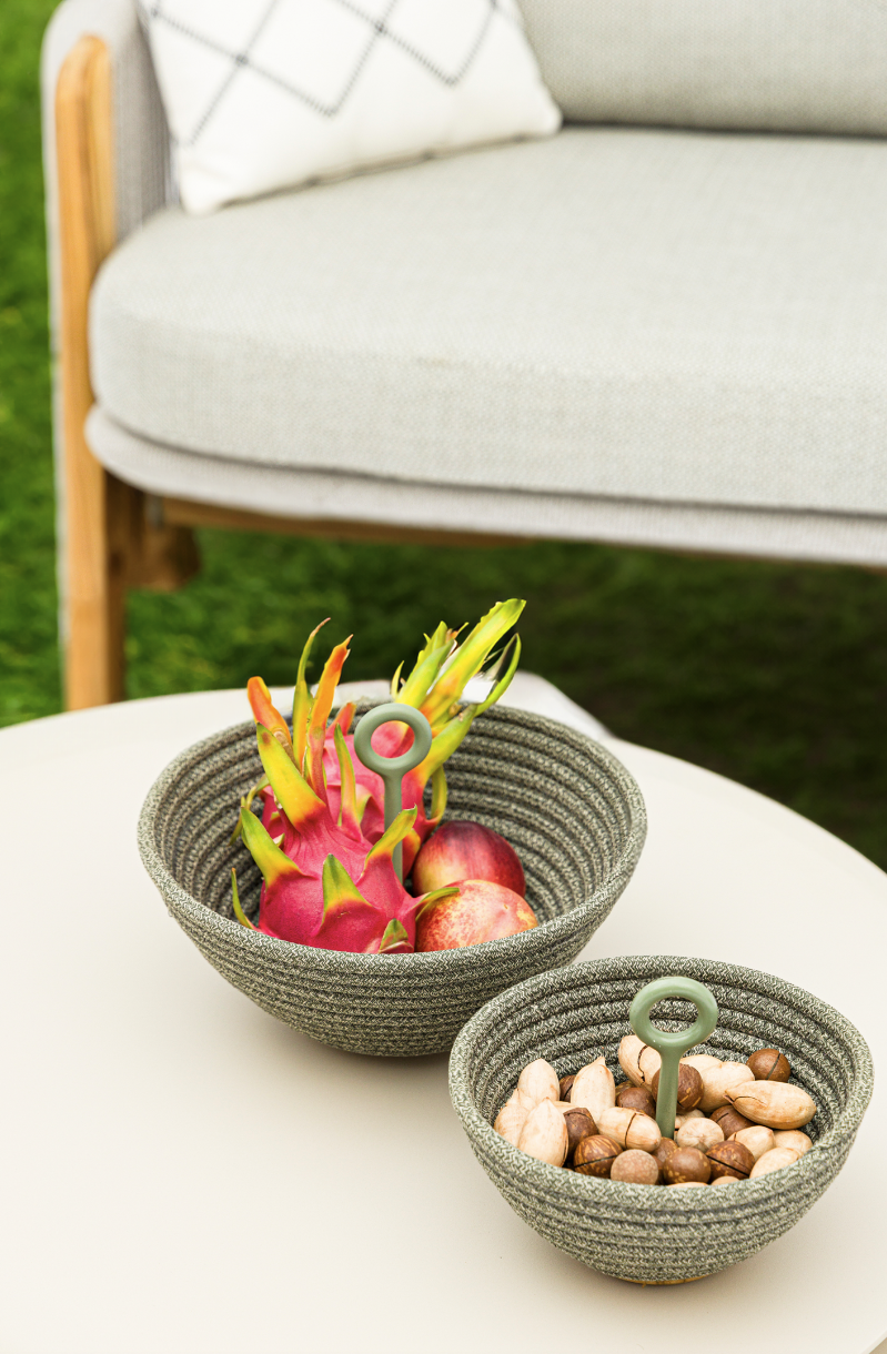 STAY flätad skål grön - finns i tre storlekar