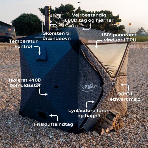 PortaSauna Hex 1,8x1,8x2,1m komplett paket