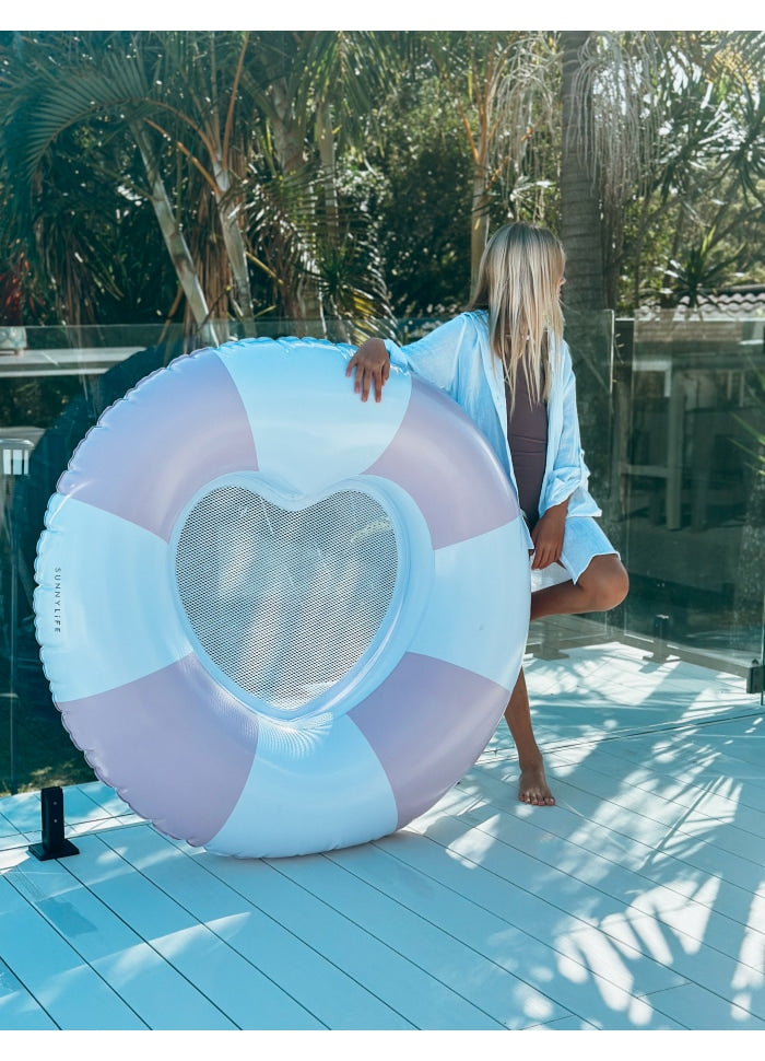 Luxe Tube Pool Ring Stole My Heart Pink Stripe