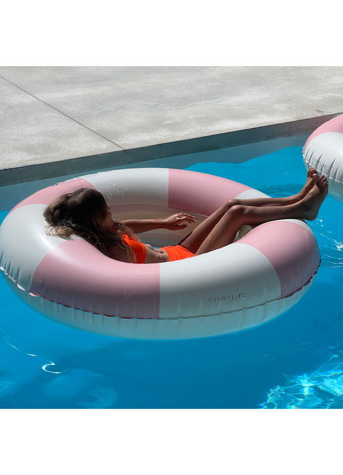 Luxe Tube Pool Ring Stole My Heart Pink Stripe