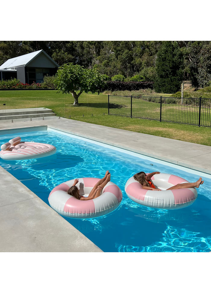 Luxe Tube Pool Ring Stole My Heart Pink Stripe