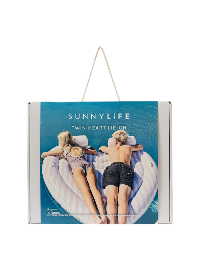 Sunnylife Stole My Heart Luftmadrass Dubbel (Pink Stripe)