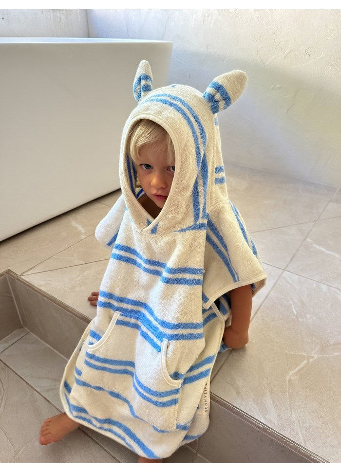 Badponcho för barn Sid the Seagull Blue Stripe