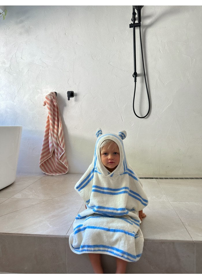 Badponcho för barn Sid the Seagull Blue Stripe