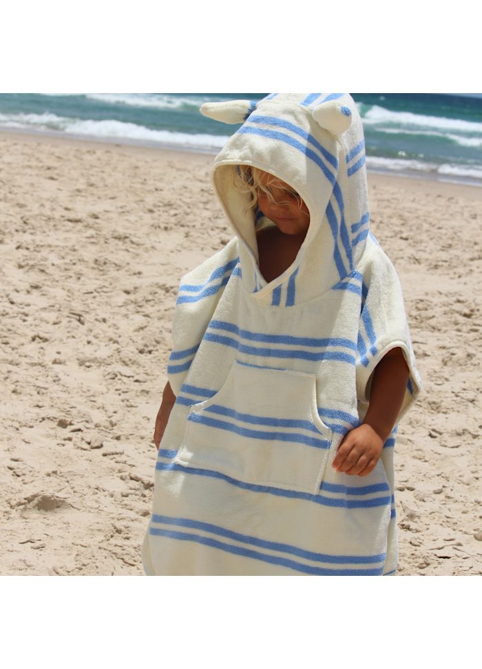 Badponcho för barn Sid the Seagull Blue Stripe