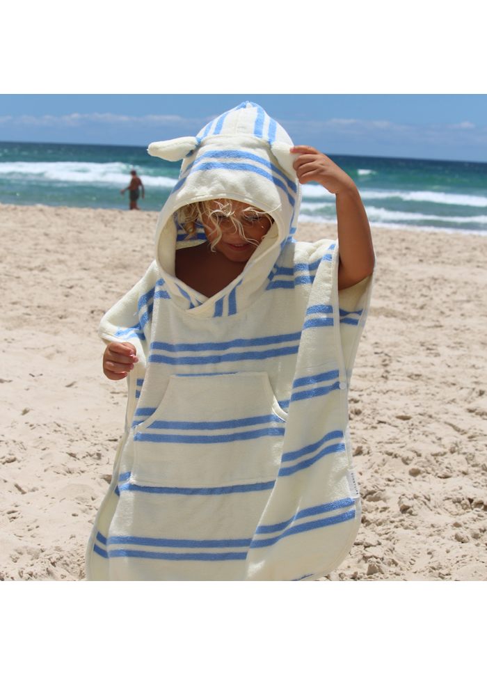 Badponcho för barn Sid the Seagull Blue Stripe
