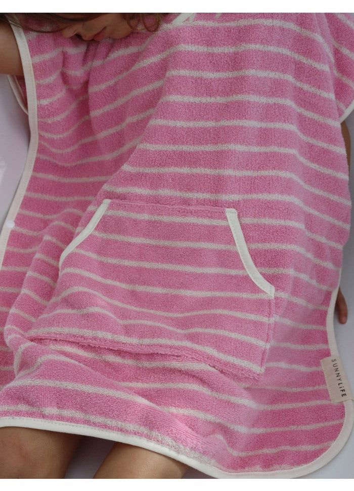 Badponcho för barn Cotton Candy Pink Stripe