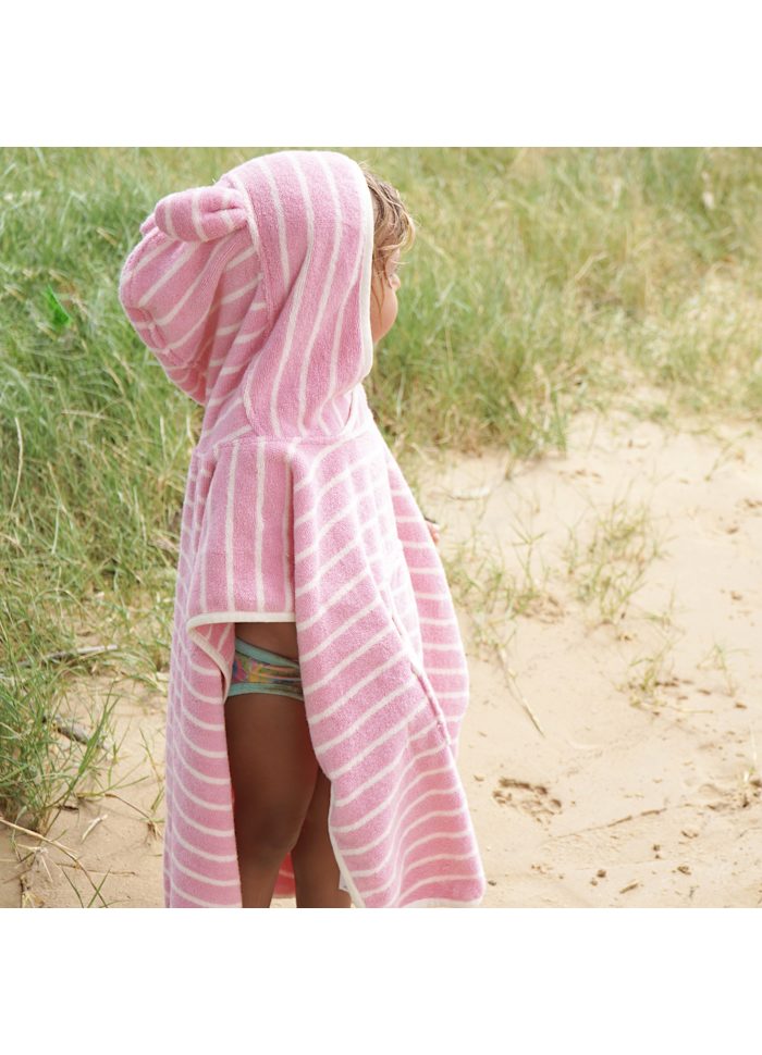 Badponcho för barn Cotton Candy Pink Stripe